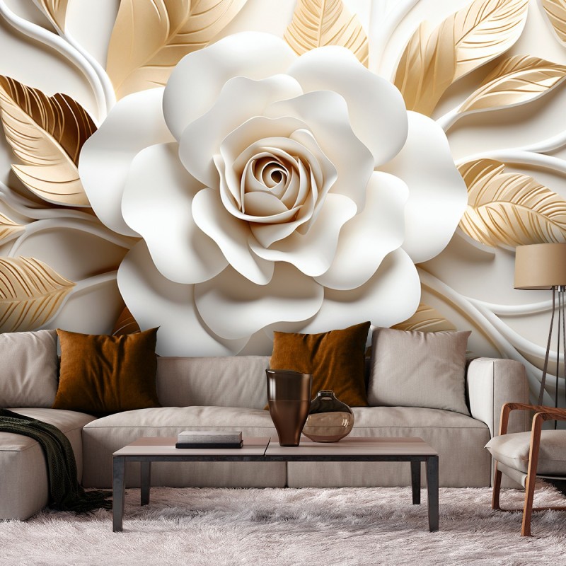 Fototapeta 3D - Złoty kwiat lotosu | FEEBY