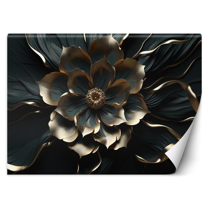 Moderne Fototapete - Gold Glamour Blume | Feeby