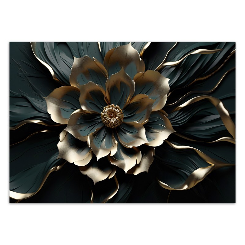 Moderne Fototapete - Gold Glamour Blume | Feeby