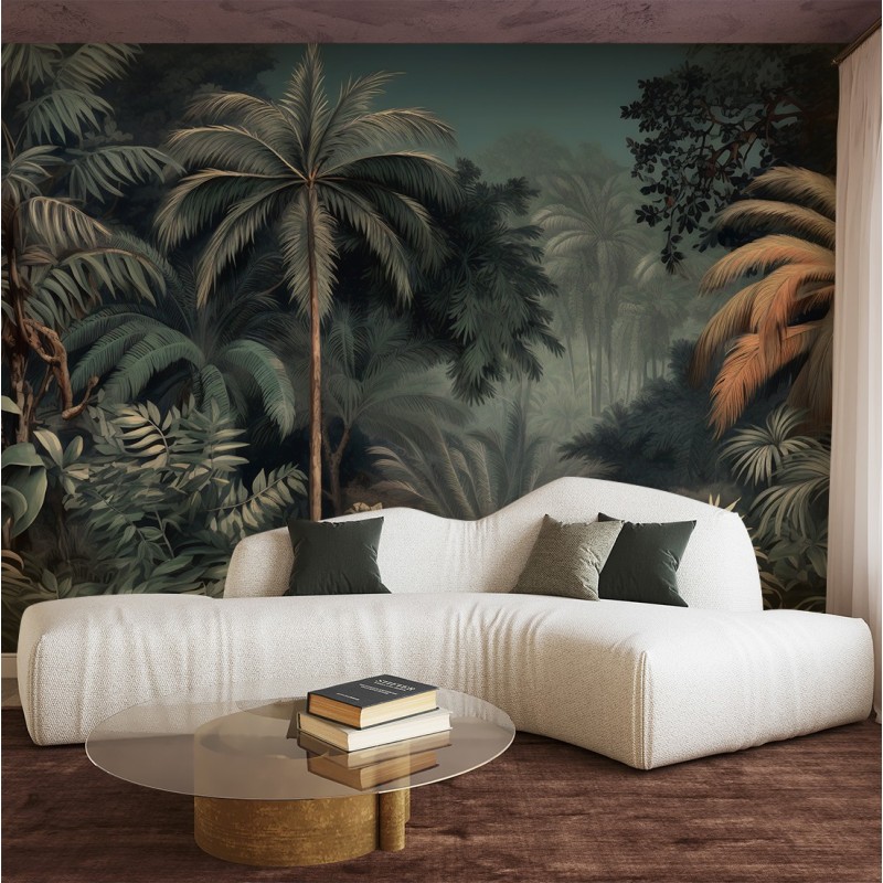 Nowoczesna fototapeta na ścianę - Tropikalna dżungla nocą | FEEBY