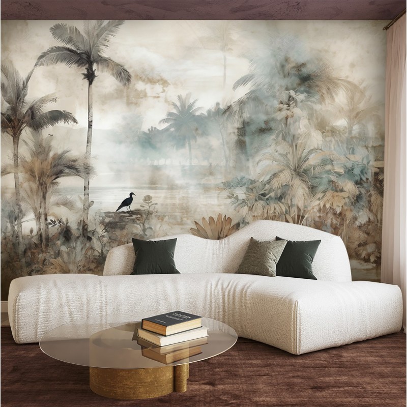 Fototapeta do sypialni - Tropikalne palmy i rośliny vintage | FEEBY