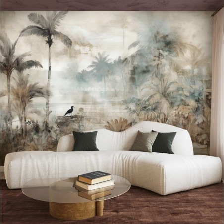 Fototapeta do sypialni - Tropikalne palmy i rośliny vintage | FEEBY
