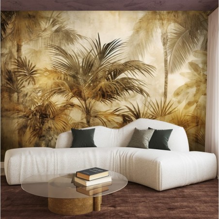 Modische Fototapete - Tropische Pflanzen in Sepia | Feeby