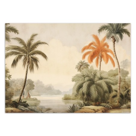 Moderne Fototapete - Tropische Palmen an einem Fluss | Feeby