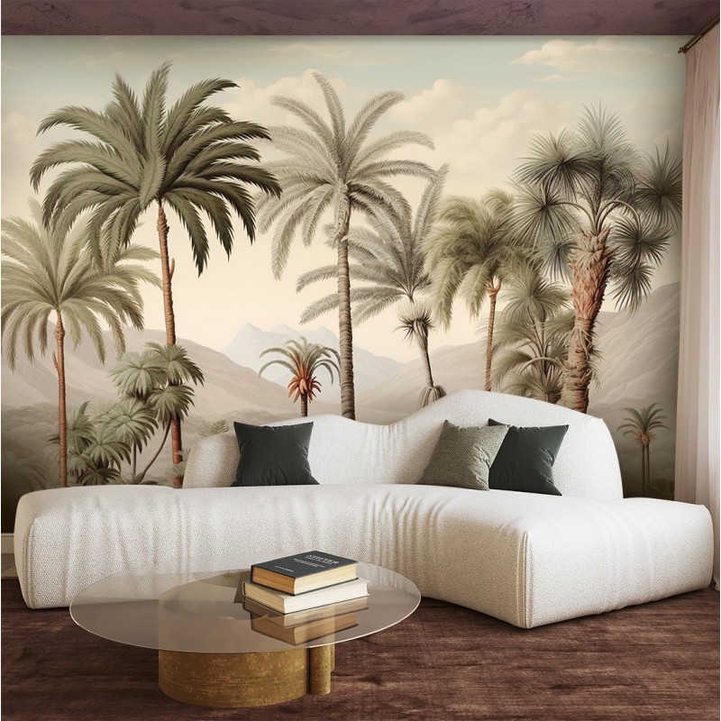 Nowoczesna fototapeta na ścianę - Tropikalne palmy pejzaż| FEEBY