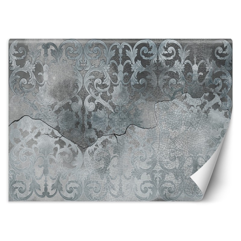 Fototapete - Silbernes Vintage-Ornament | Feeby