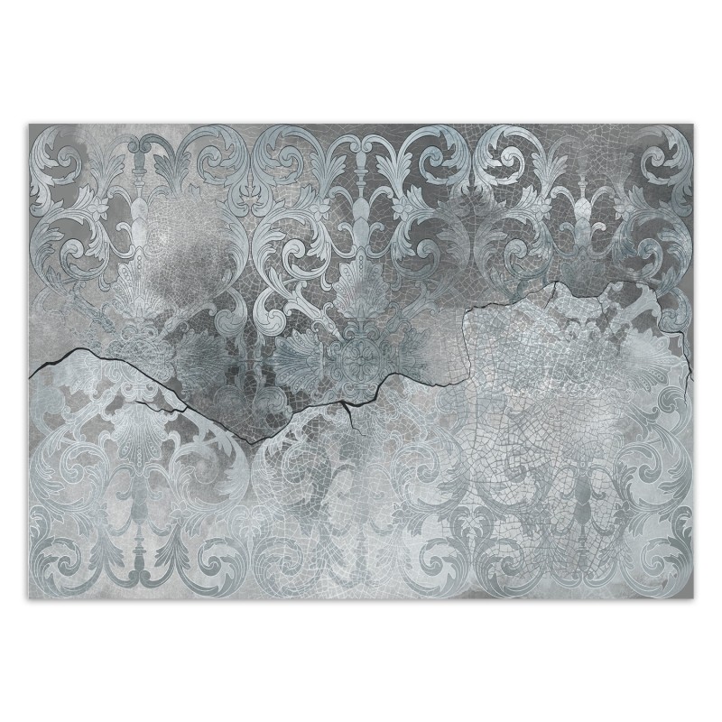 Fototapete - Silbernes Vintage-Ornament | Feeby