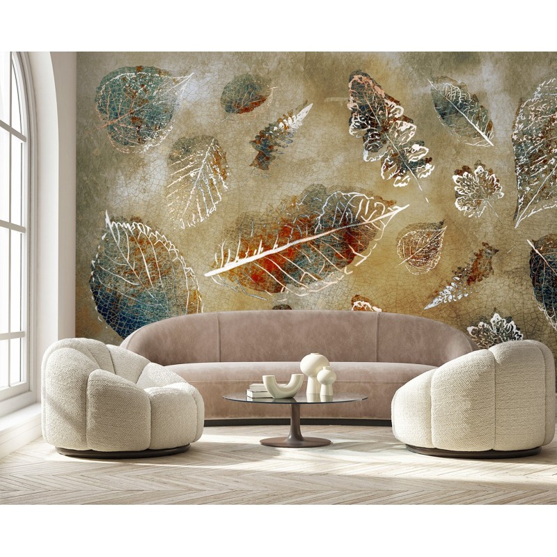 Fototapete - Blätter im Vintage-Stil | Feeby