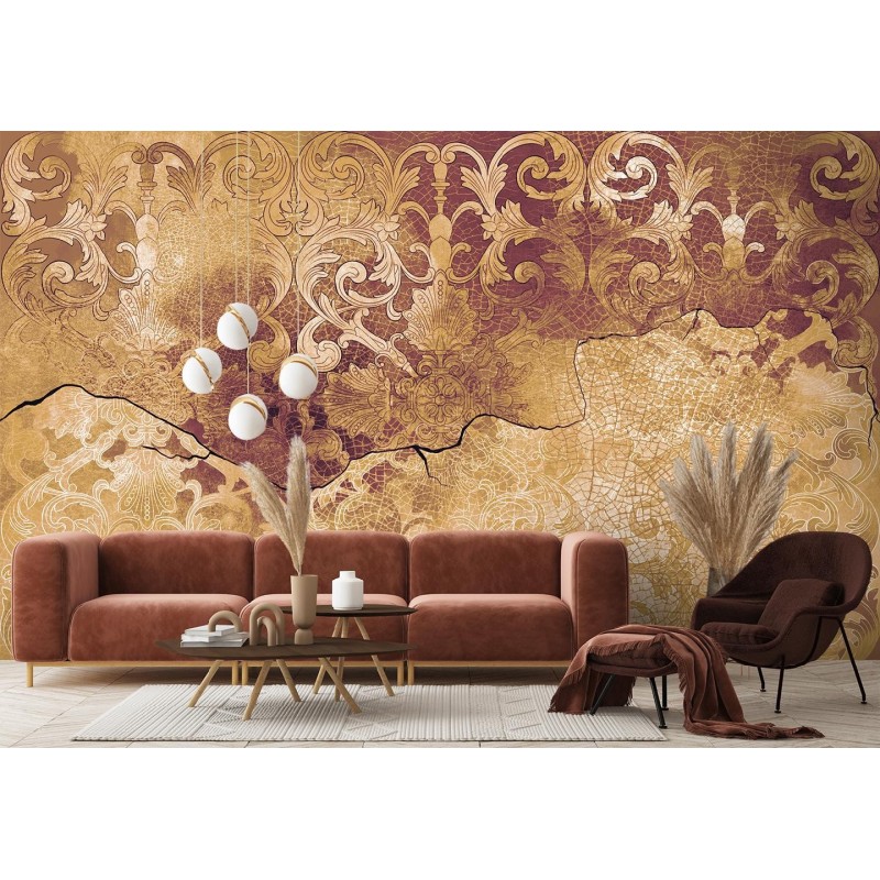 Modische Fototapete - Goldenes Vintage-Ornament | Feeby