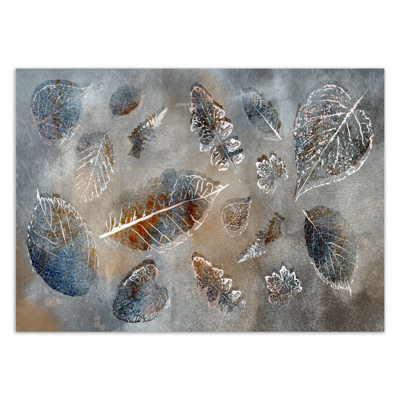 Stilvolle Fototapete - Graue Herbstblätter | Feeby