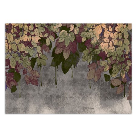 Fototapete - Blätter auf Beton | Feeby