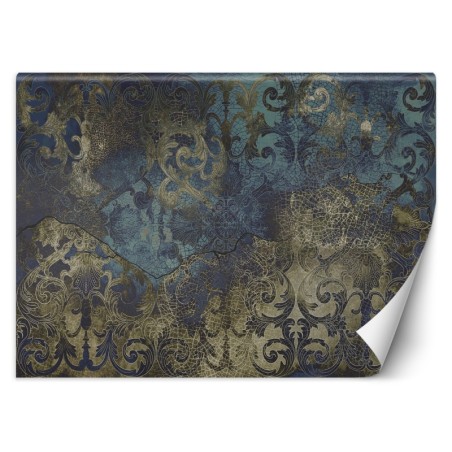Modische Fototapete - Blaues Vintage-Ornament | Feeby