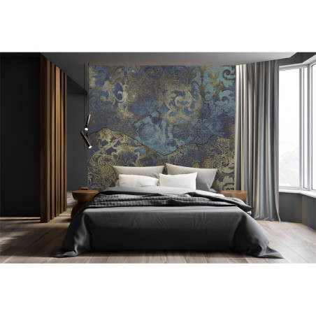 Modische Fototapete - Blaues Vintage-Ornament | Feeby