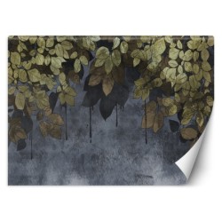 Stilvolle Fototapete - Blätter auf Betonhintergrund | Feeby