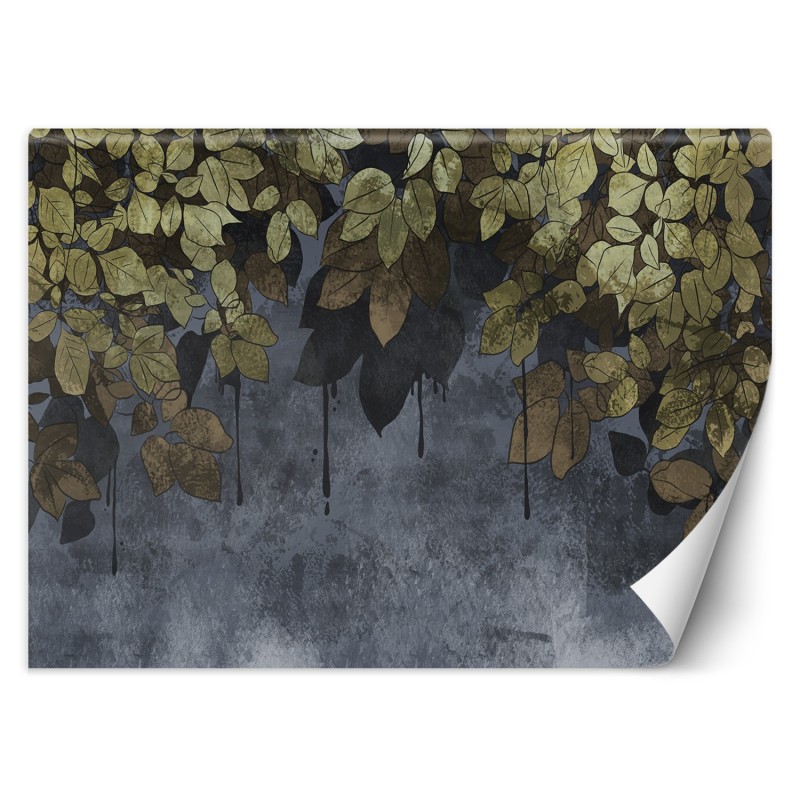 Nowoczesna fototapeta - Liście na betonowym tle | FEEBY