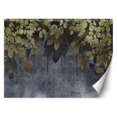 Stilvolle Fototapete - Blätter auf Betonhintergrund | Feeby