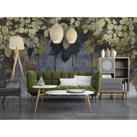 Nowoczesna fototapeta - Liście na betonowym tle | FEEBY