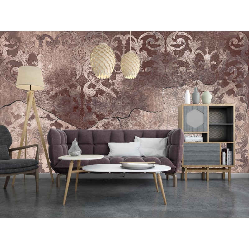 Fototapete - Braunes Vintage-Ornament | Feeby