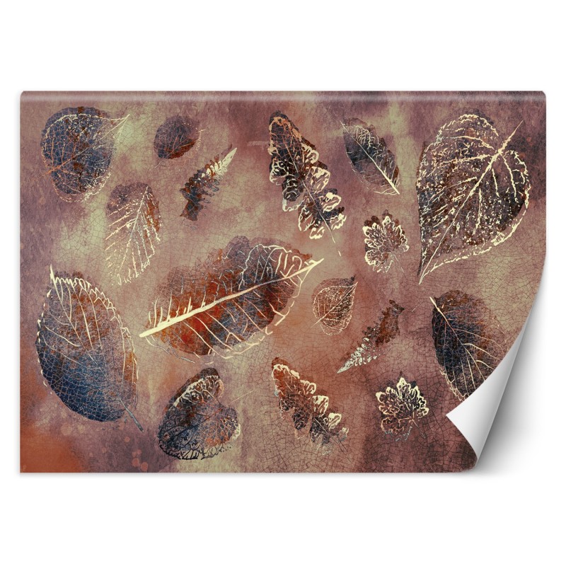 Moderne Fototapete - Blätter im Retrostil | Feeby