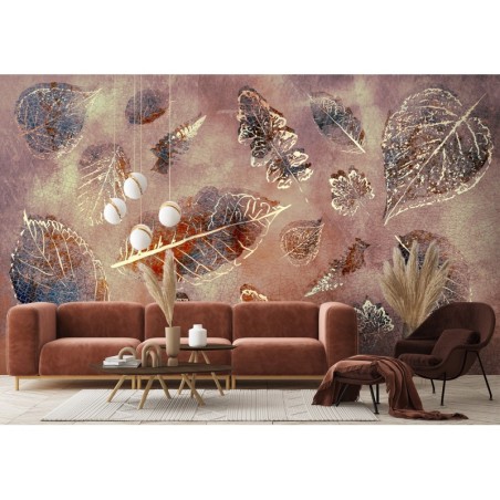 Moderne Fototapete - Blätter im Retrostil | Feeby