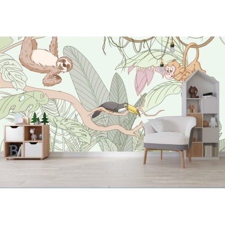 Fototapeta dla dzieci - Tropikalne zwierzęta w dżungli | FEEBY