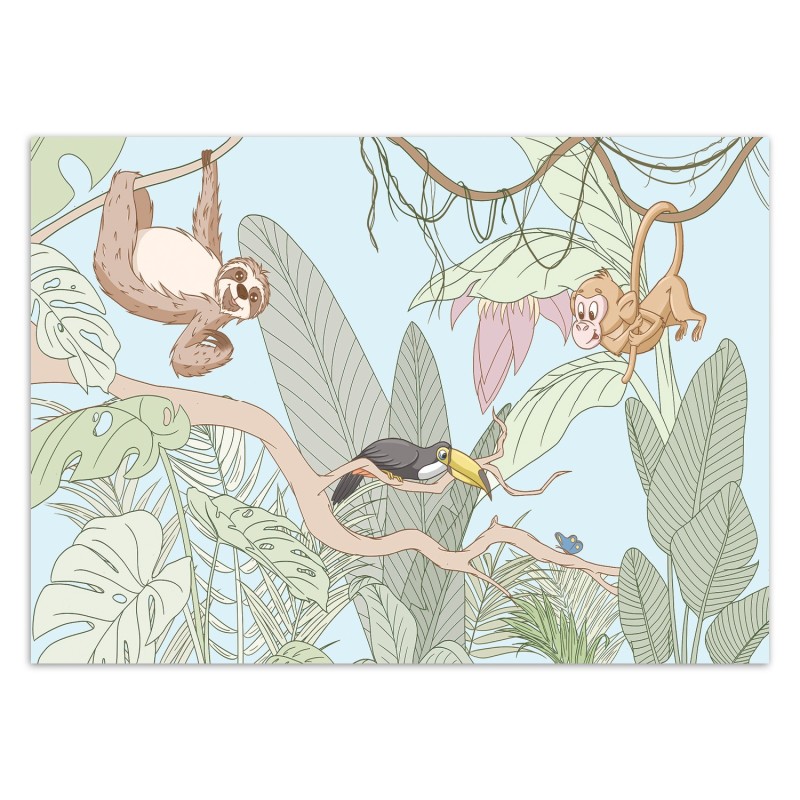 Moderne Fototapete - Tropische Dschungeltiere | Feeby