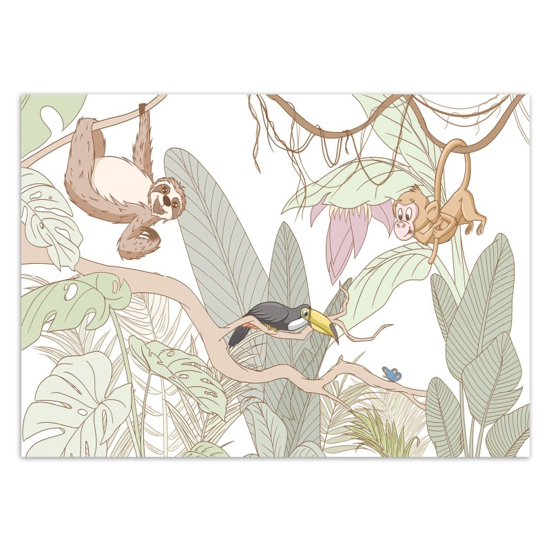 Modische Fototapete - Tropische Dschungeltiere | Feeby