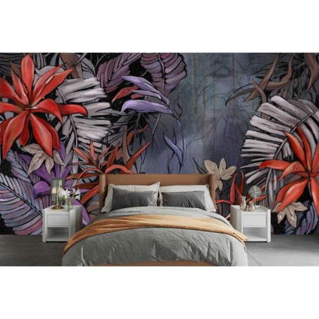 Fototapete - Exotische Dschungelblätter gemalt | Feeby