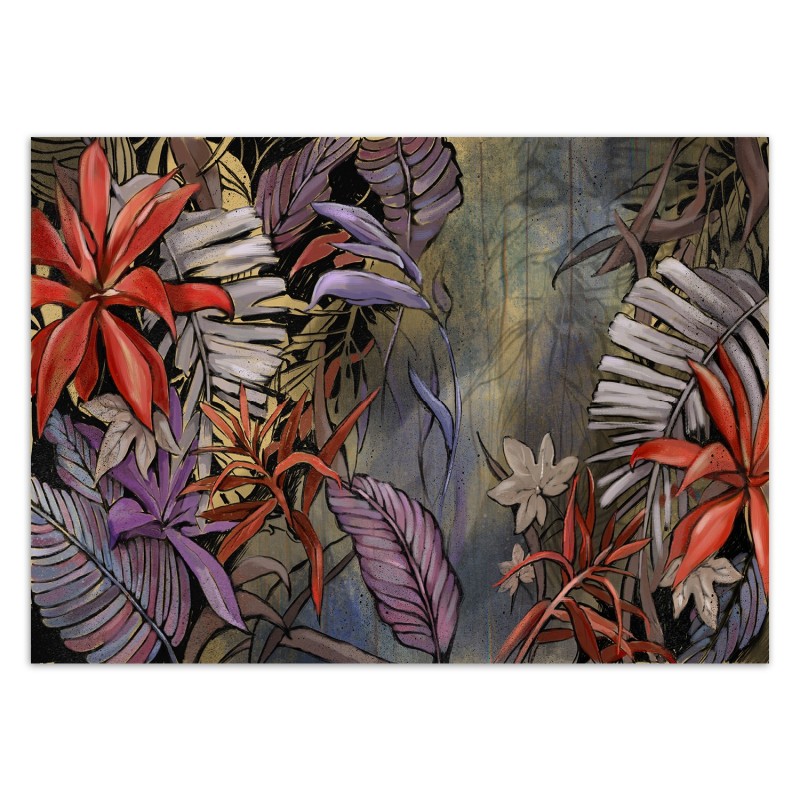 Fototapete - Gemalte exotische Dschungelblätter | Feeby