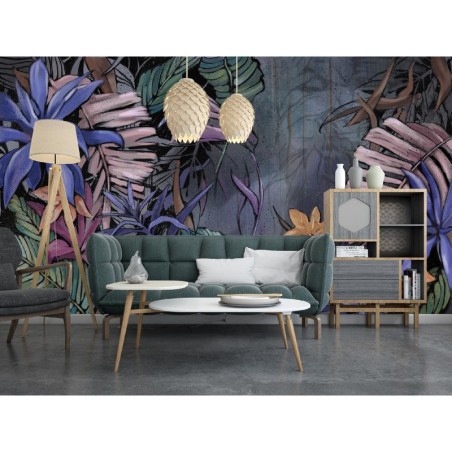 Fototapete - Bemalte exotische Dschungelblätter | Feeby