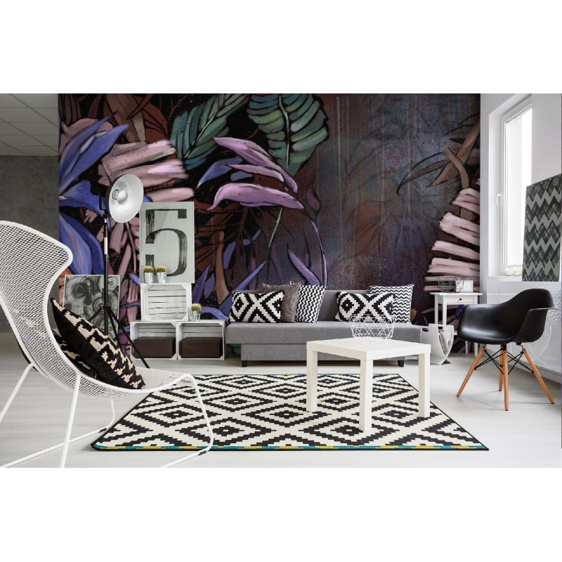 Fototapete - Bemalte exotische Dschungelblätter | Feeby