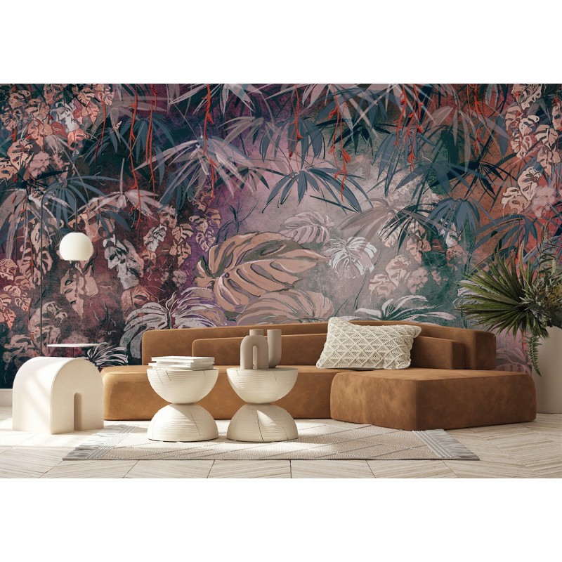 Fototapete - Bemalte tropische Dschungelblätter | Feeby