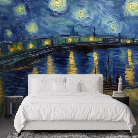 Fototapeta reprodukcje artystów - Gwiaździsta noc nad Rodanem - V. van Gogh | FEEBY