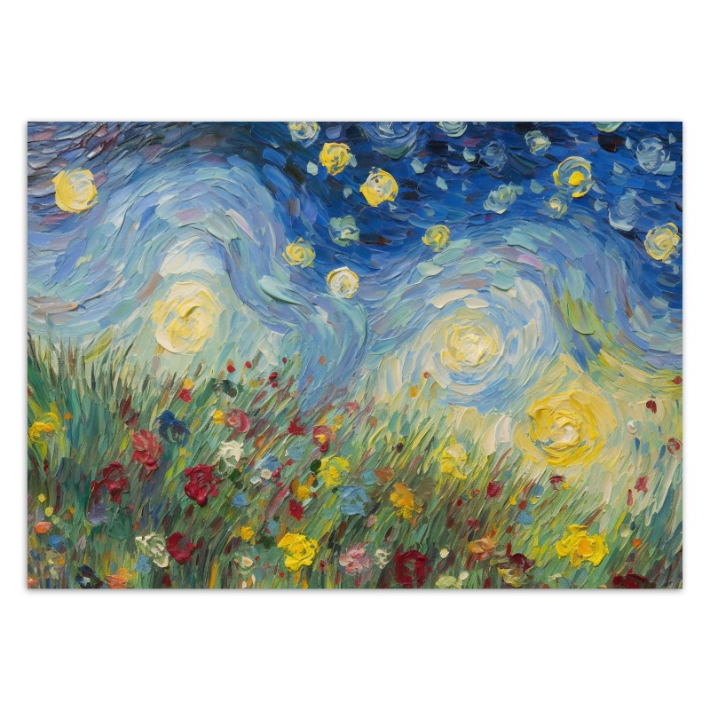 Fototapete - Sternennacht auf einer Wiese - V. van Gogh | Feeby