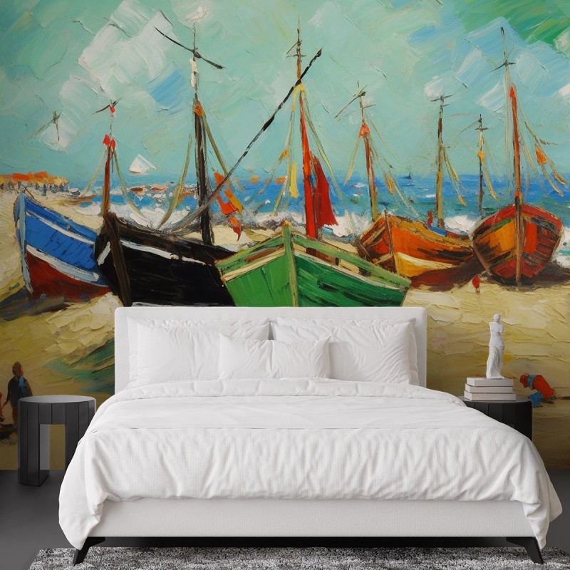 Fototapete - Fischerboote am Strand - V. van Gogh | Feeby