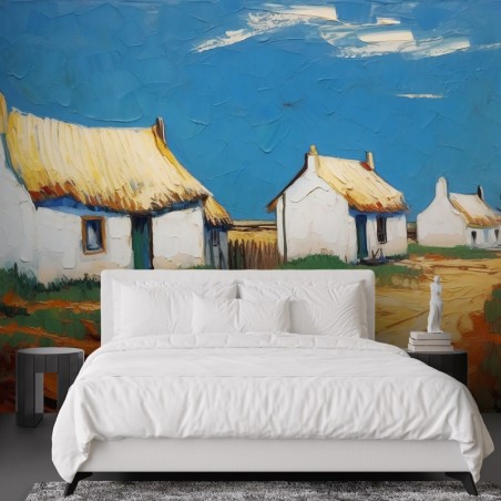 Fototapete - Strohgedeckte Häuschen - V. van Gogh | Feeby