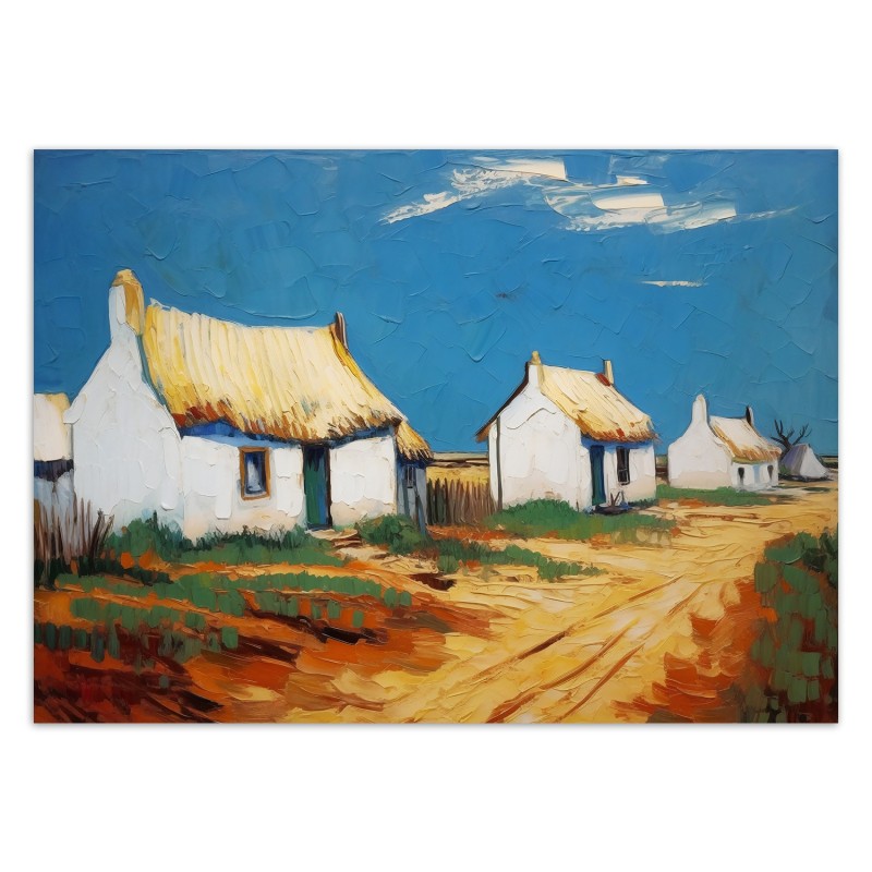 Fototapete - Strohgedeckte Häuschen - V. van Gogh | Feeby