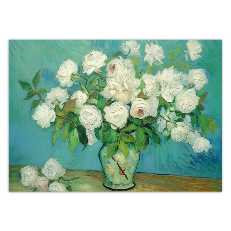 Fototapete - Stilleben Vase mit Rosen - V. van Gogh | Feeby