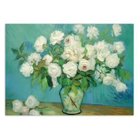 Fototapete - Stilleben Vase mit Rosen - V. van Gogh | Feeby