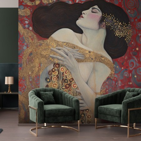 Moderne Fototapete - Rote abstrakte Frau - G. Klimt | Feeby