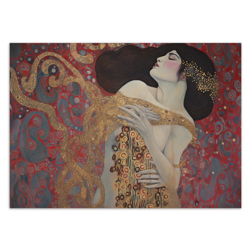 Moderne Fototapete - Rote abstrakte Frau - G. Klimt | Feeby