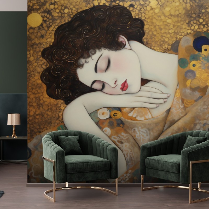 Moderne Fototapete - Weibliches Gesicht - G. Klimt | Feeby