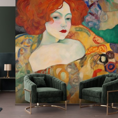 Fototapete - Rothaarige Frau - G. Klimt | Feeby