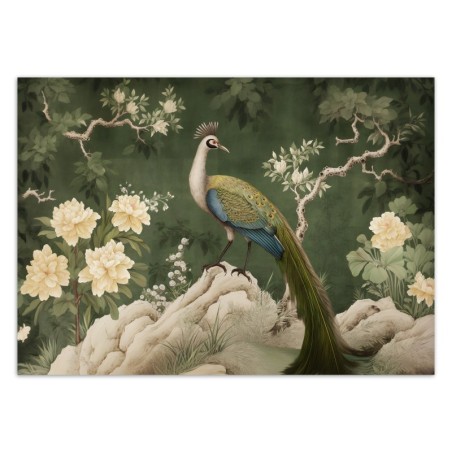 Modische Fototapete - Orientalischer grüner Pfau | Feeby