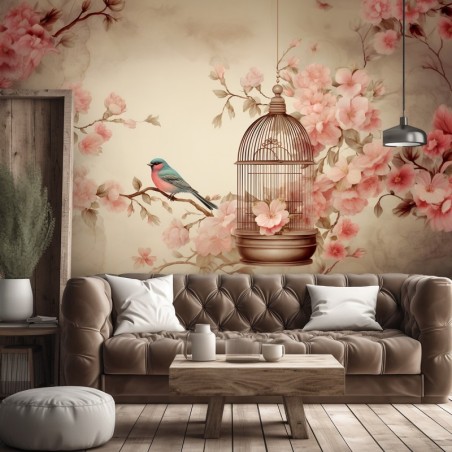 Fototapeta Ptak na gałęzi vintage