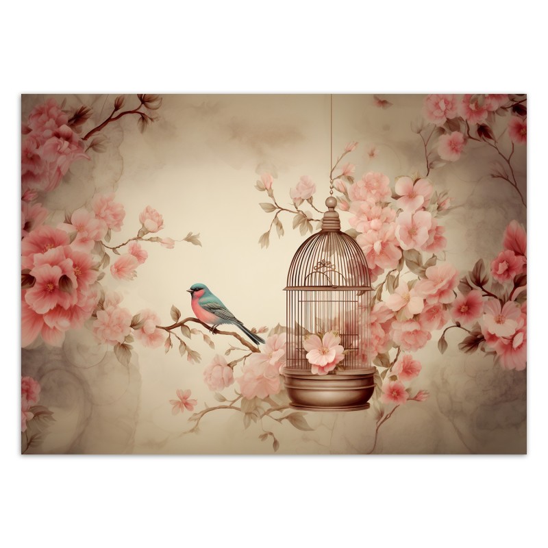 Fototapeta Ptak na gałęzi vintage