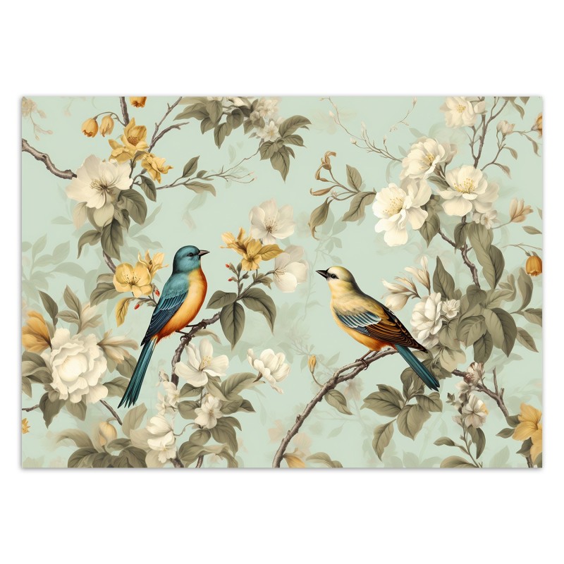 Fototapete - Vogel auf einem Zweig | Feeby