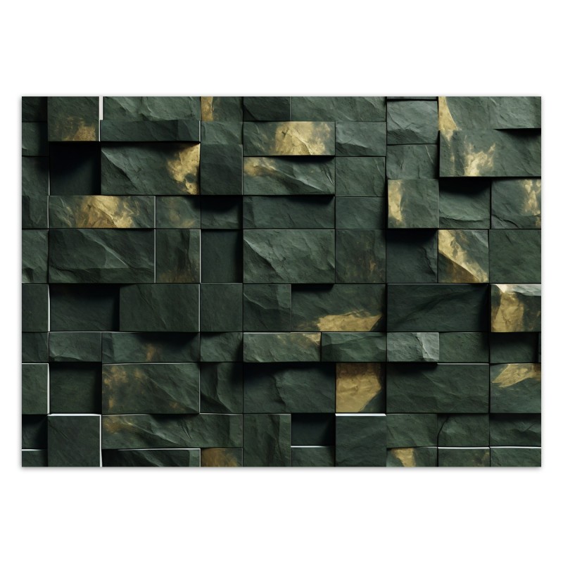 Modische Fototapete - Grüner Mosaik-Würfel 3D | Feeby