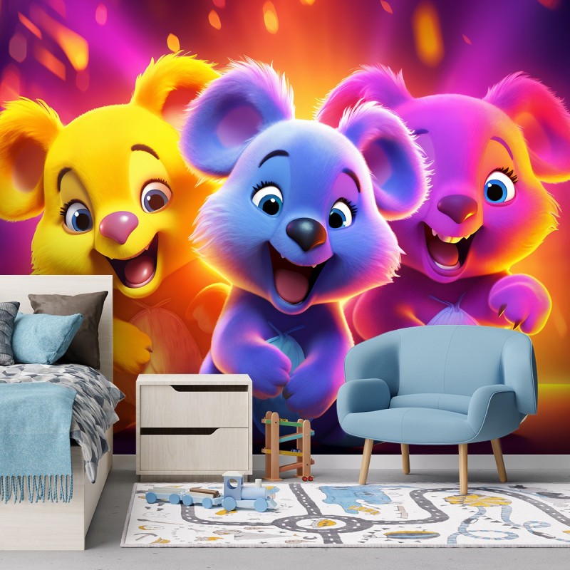 Moderne Fototapete - Neonbären abstrakt | Feeby