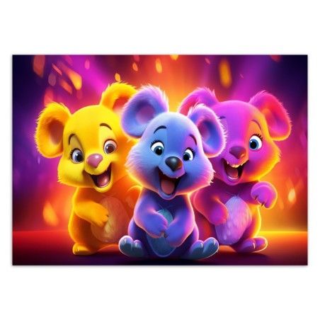 Moderne Fototapete - Neonbären abstrakt | Feeby